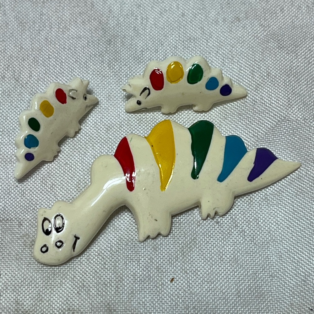 Dinosaur Multi Color Pin and Earrings Set
